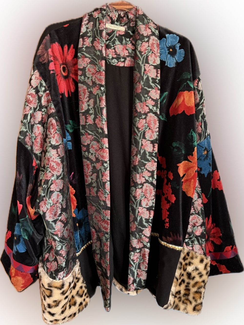 LEOPARD VELVET VINTAGE ZARA TRAFALUC AMAZING JACKET NWOT